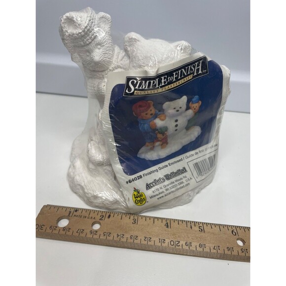 NEW VINTAGE Wee Crafts Accents Unlimited #64028 Bears & Snowman CHRISTMAS - Picture 6 of 7